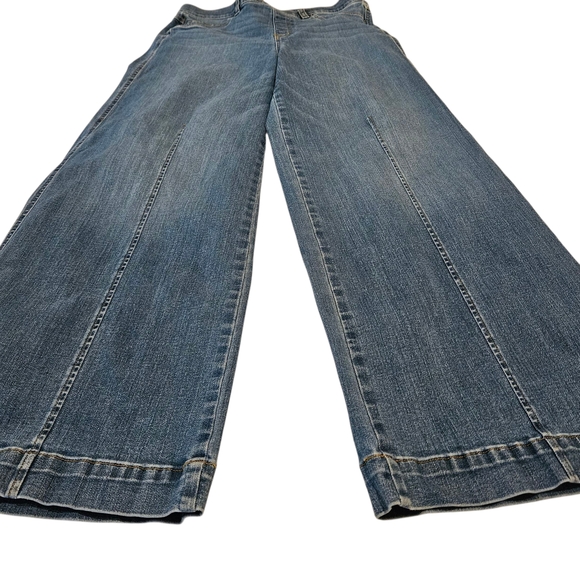 Spanx Seamed Front Wide Leg Retro 1970s style, Vintage Indigo Wash Pull On, L - Picture 3 of 13